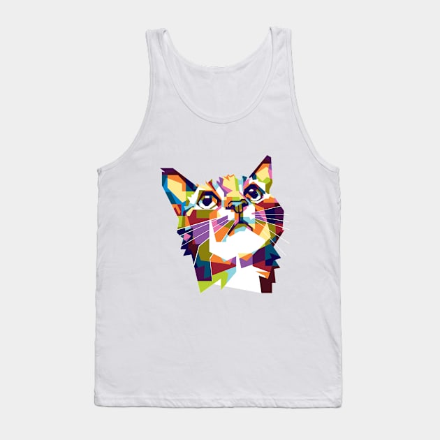 Colorful Cat Tank Top by AttireCafe